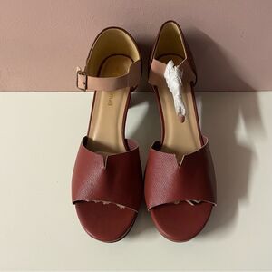 Jolimall Pink/Reddish-Brown/Brown ColorBlock Soft Faux Leather Heel NWOB Sz 8